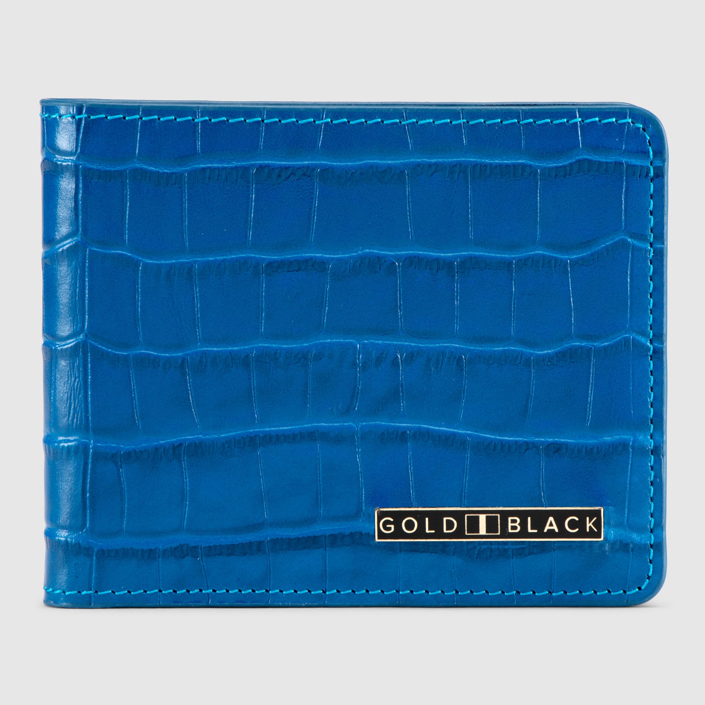 محفظة مطوية (كروكو) - ازرق